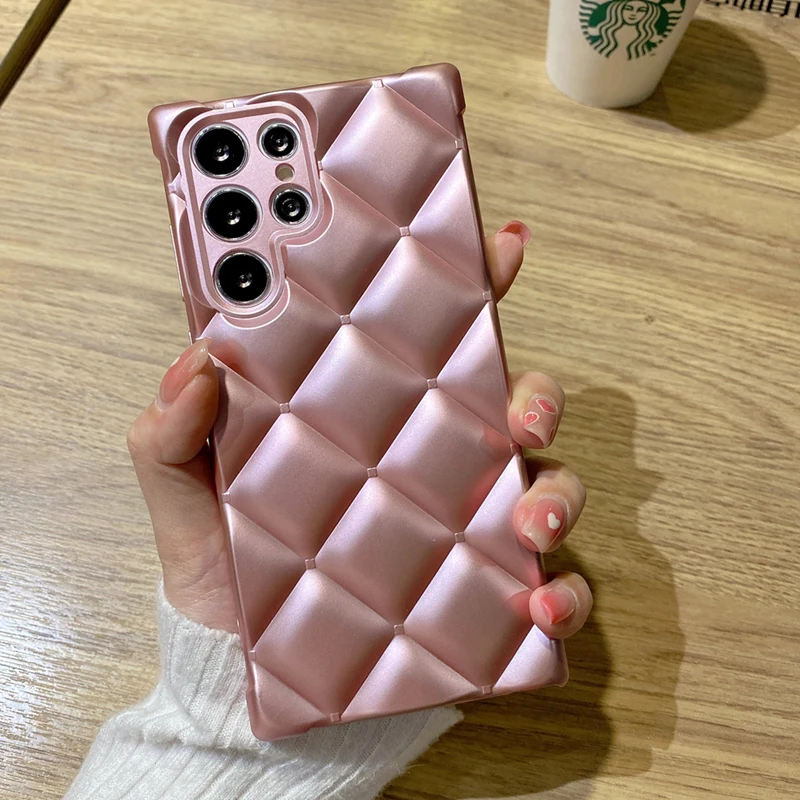 kawaii phone case samsung Thời Trang Cube Kim Cương Cao Cấp Mạ Mờ Điện Thoại Dành Cho Samsung S22 Cực S21 Plus Cao Cấp Mềm Dẻo Silicone Chống Sốc Lưng samsung silicone case Cases For Samsung