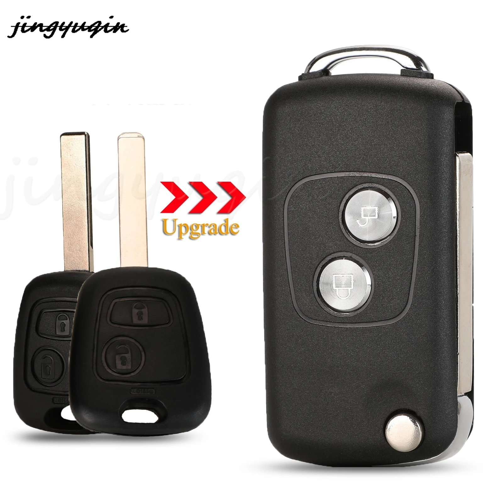 

jingyuqin 2 Buttons Modified Flip Remote Car key Shell For Citroen C1 C2 C3 C4 Picasso Xsara Peugeot 206 306 307 107 207 407