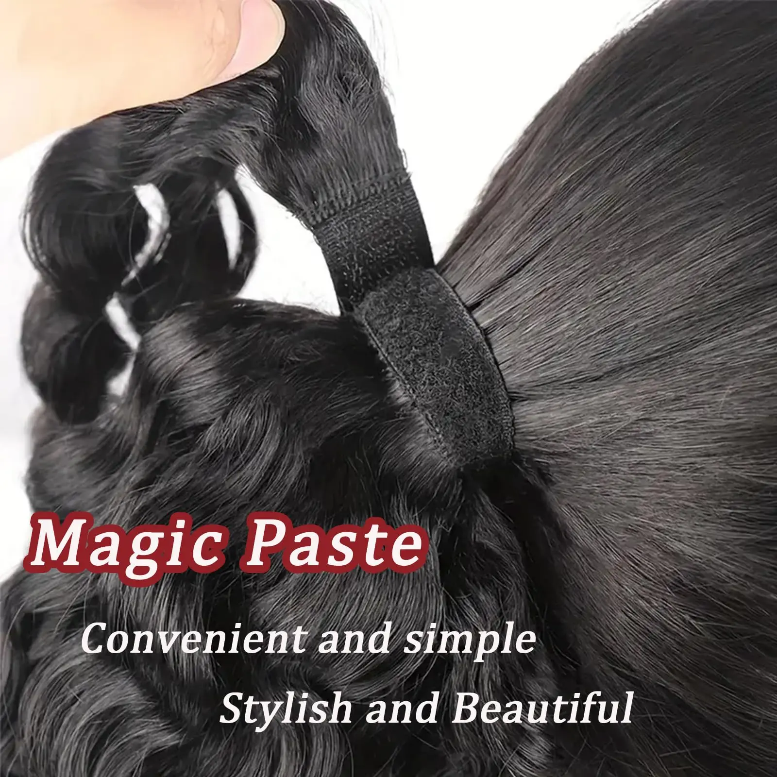 Brazilian Kinky Curly Wave Magic paste Ponytail Hair Extension 100% Human Hair Straight Wrap Around 100g Ponytail Hair