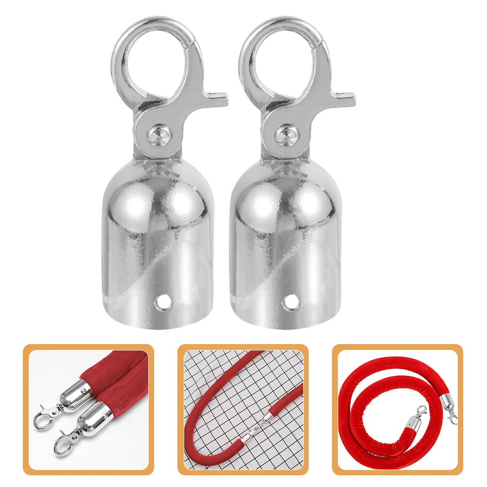 2 Pcs Rope End Stop Cord Snap Cap Metal Lock Stopper Hook Towel Ends Lanyard Locks Fastener Guardrail