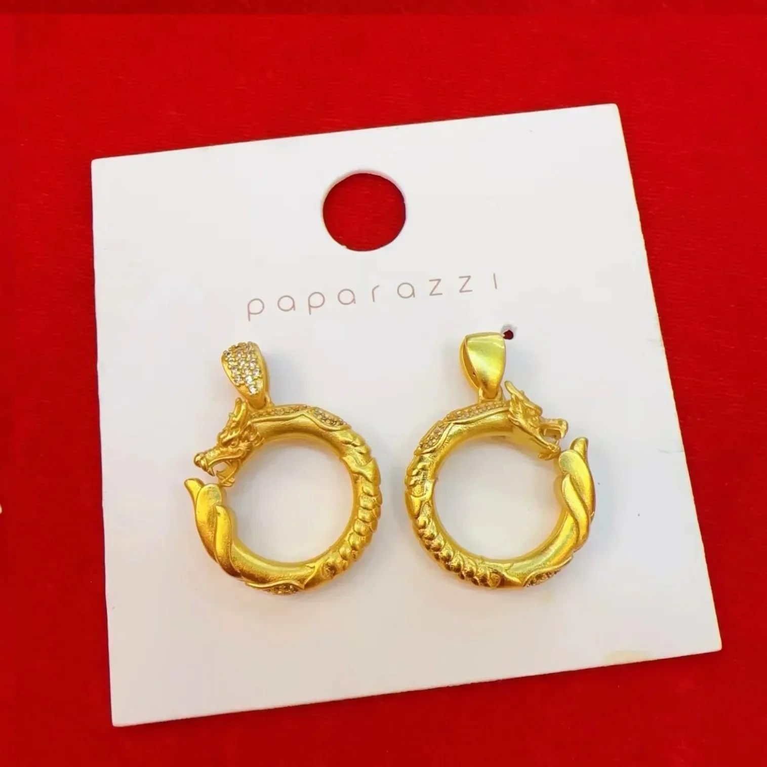 9999 Real Gold 24K Dot Diamond Dragon Peace Buckle Pendant Twelve Zodiac Animal Year Pendant AU750 Womens Necklace