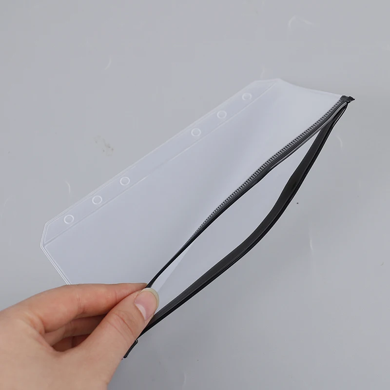 PVC 반투명 6 홀 바인더 포켓, 다채로운 지퍼 파우치, 느슨한 잎 책 교체 인서트, A6, 4 개