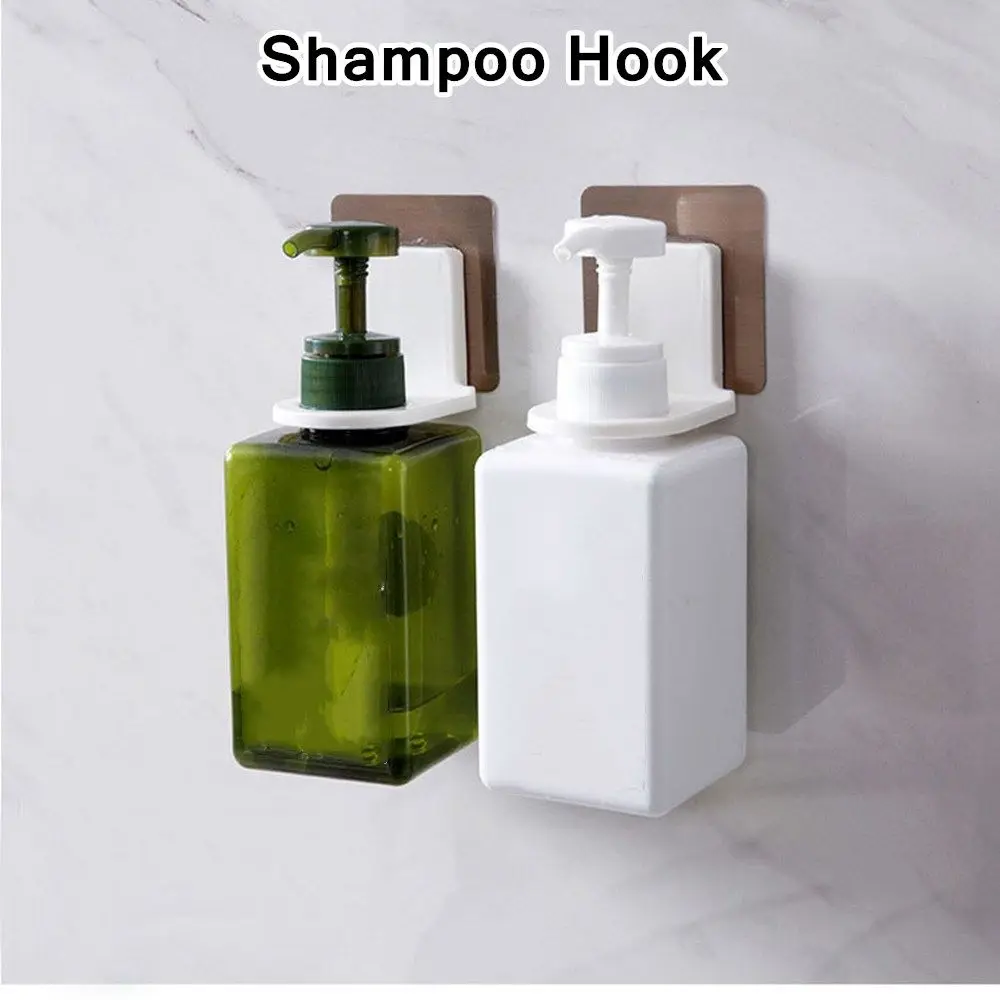 1PC Bathroom Shampoo Holder Shower Gel Hook Wall Mounted Hook Storage Self Adhesive Soap Bottle Hanging Hook Holder 3