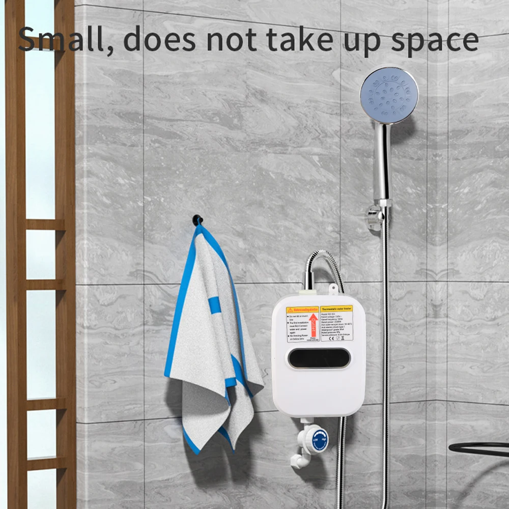 110 V/220 V ขนาดเล็กเครื่องทําน้ําอุ่นไฟฟ้าจอแสดงผลอุณหภูมิ LCD IPX4 Quick เครื่องทําความร้อนฝักบัวน้ําเครื่องทําความร้อนชุดอุปกรณ์ 1