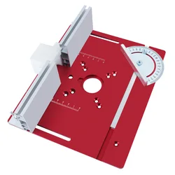 Enhanced Aluminum Router Table Insert Plate with Miter Gauge for Precision Woodworking and DIY Projects (Red Plate Set)