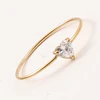Stainless Steel Shinny Round/Heart/Waterdrop/Square Shaped Zircon Thin Ring for Women Wedding Jewelry 5