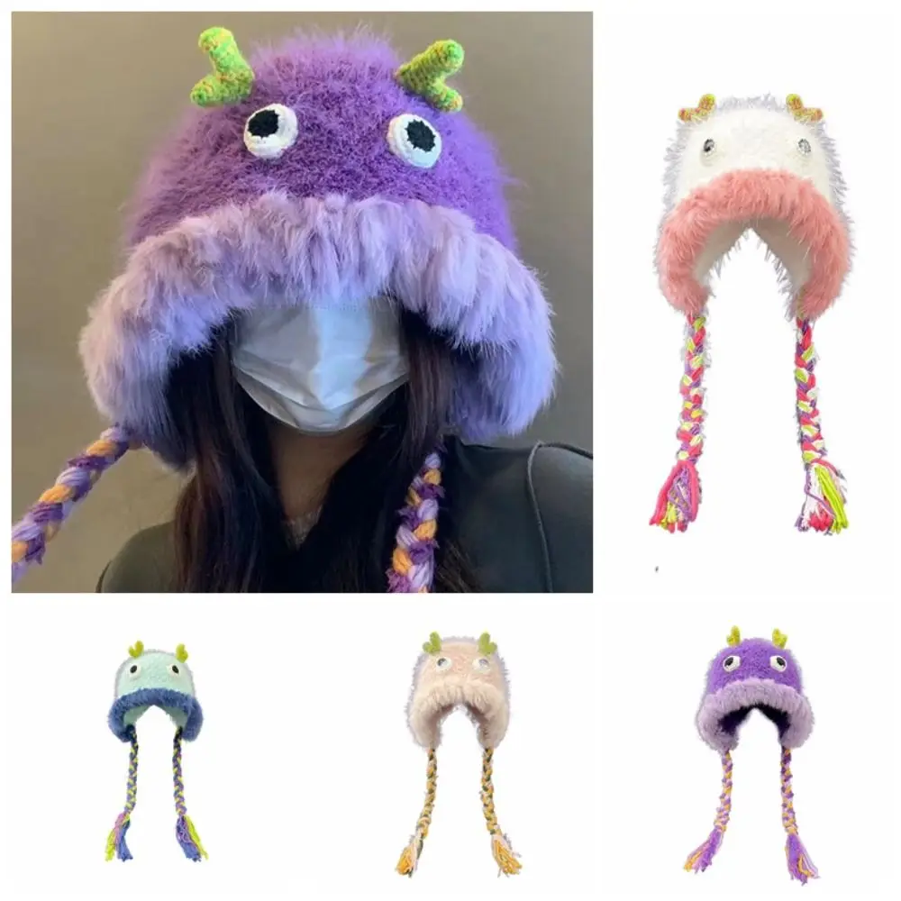 

Thickened Cartoon Plush Hat All-match Cartoon Cloth Accessories Kawaii Funny Hat Knitting Muffler Ear Protection Hat Boy