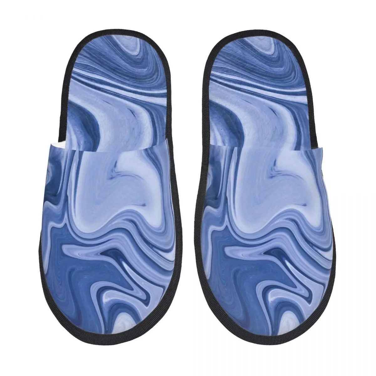 

Синие мраморные плюшевые тапочки, обувь унисекс, домашние меховые тапочки, домашняя обувь