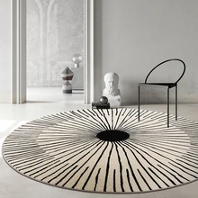 

Round Cashmere Like Carpet Geometric Line Pattern Ins Style European Warm Home Decor Multi Size Bedroom Living Room Blanket 2022