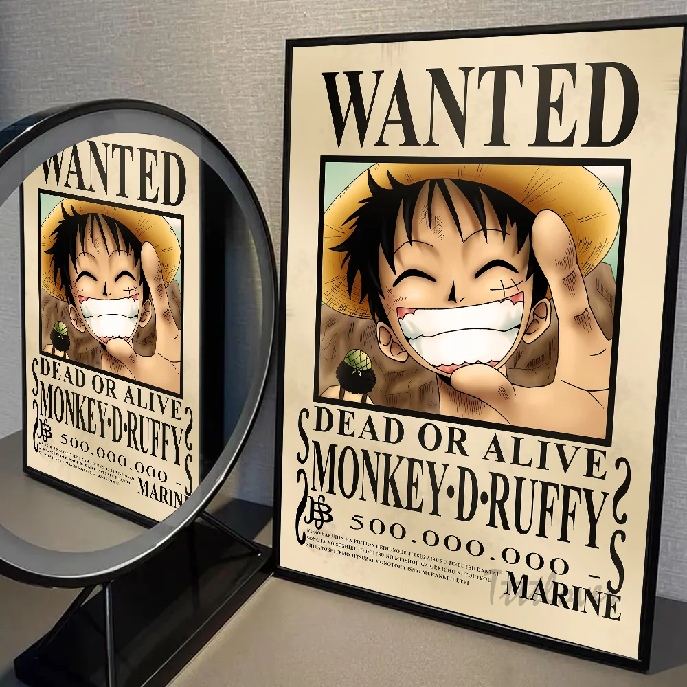 thumbnail image 1 of Póster de arte de anime retro de One Piece, pegatinas, murales de pared, decoración de sala de juegos, regalos, pintura en HD, 1 of 5
