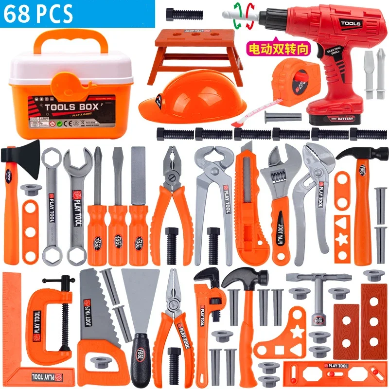 Children's Tool Set with Electric Toy Drill Kids Power Toy Pretend Play Tools Kit for Boys Girls Education Montessori Learning 3