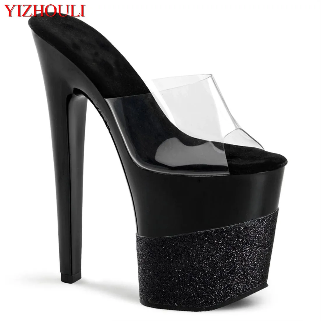 Sexy shiny waterproof platform, bag with thin heel shoes 20cm pole dancing model walking
