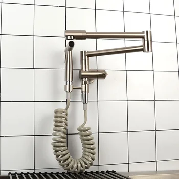 ผนังติดตั้งก๊อกน้ำห้องครัวเดี่ยวทองเหลืองอ่างล้างจานด้วย Bidet Sprayer Matte Black, แปรงนิกเกิลและก๊อกน้ำโครเมี่ยม 2