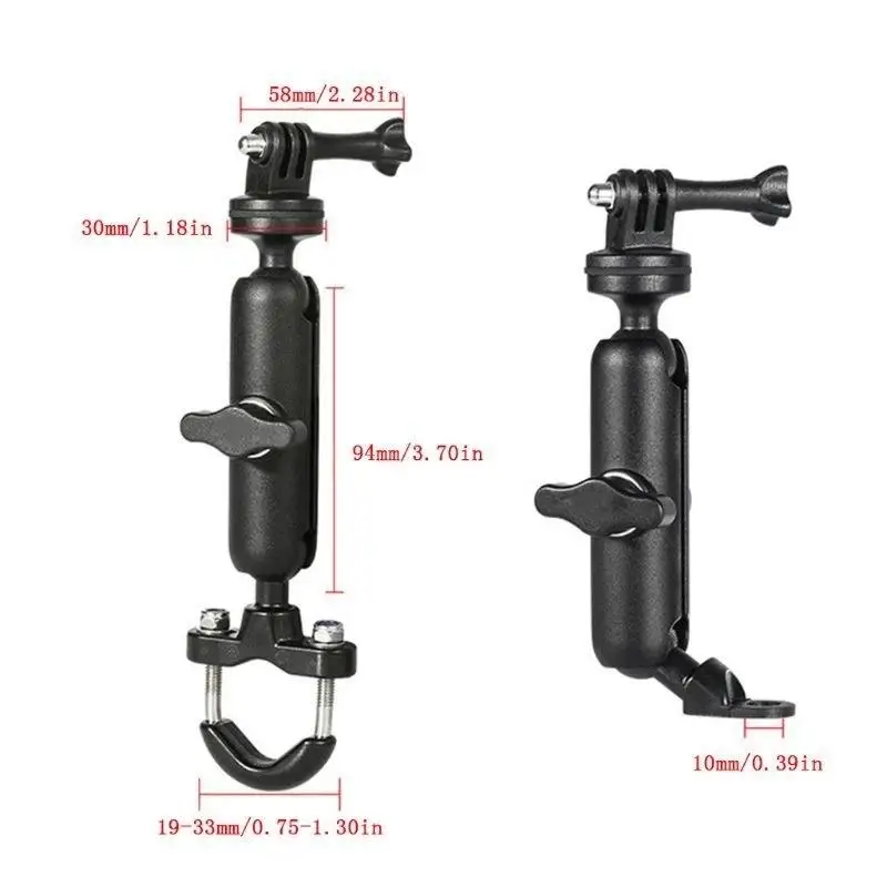 Supporto in metallo per fotocamera da moto/bicicletta, montaggio su manubrio/specchietto, per accessori action camera - immagine 6