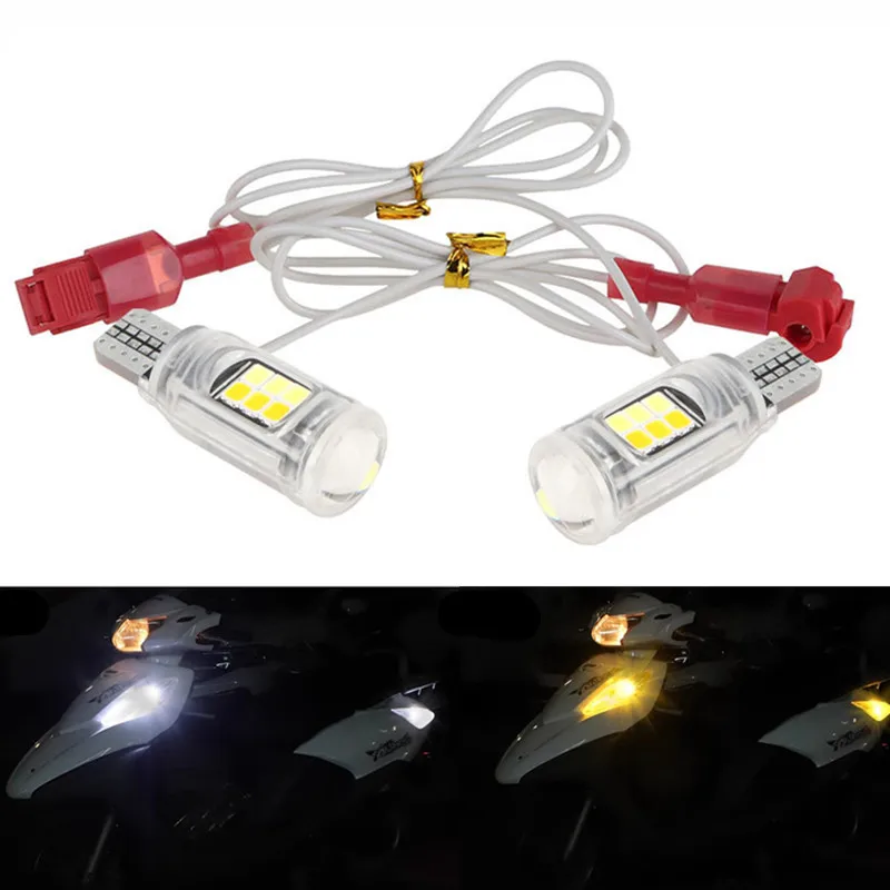 

2pcs T15 Led W16W T10 16leds Motorcycle Turn Signal Two-Color Tail Daytime Running Light Motorcycle Car Accessories Tail Lamps