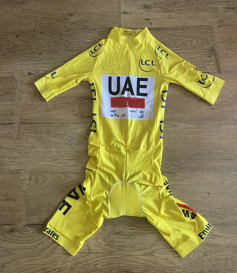 LASER CUT Skinsuit 2024 UAE TEAM YELLOW Bodysuit SHORT Cycling