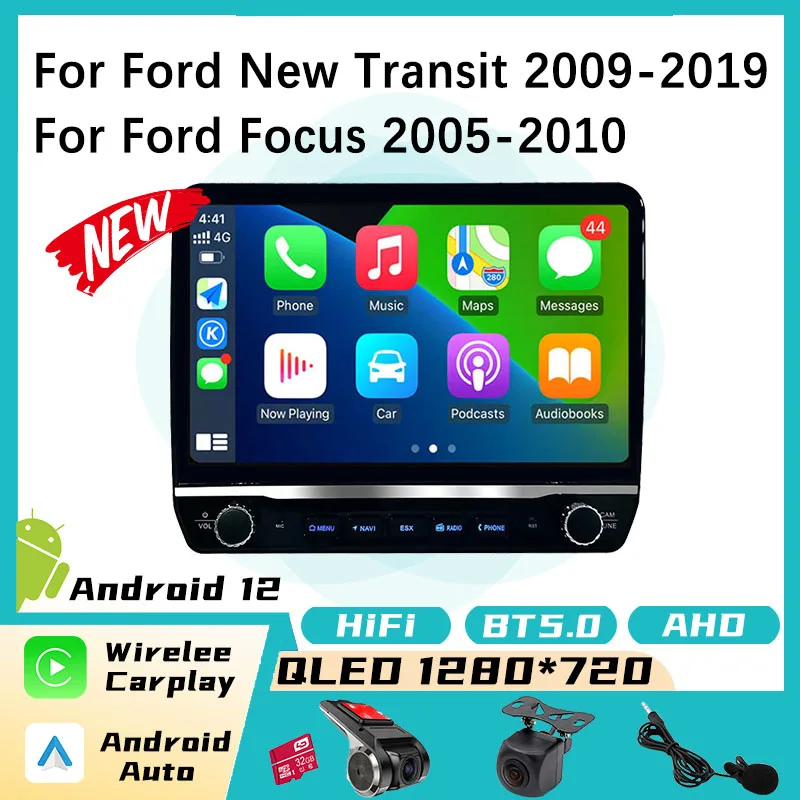 2 Din Due Pulsanti Android Car Multimedia Per Ford New Transit 2009-2019 Head Unit Autoradio Multimedia Player Stereo Audio Auto