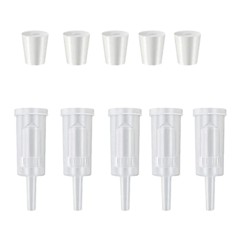 

10 Pack Exhaust Seal Valve With Rubber Airlock Stopper Twin Airlock For Wine Making, Beer Brewing Glass Carboy Fermenter