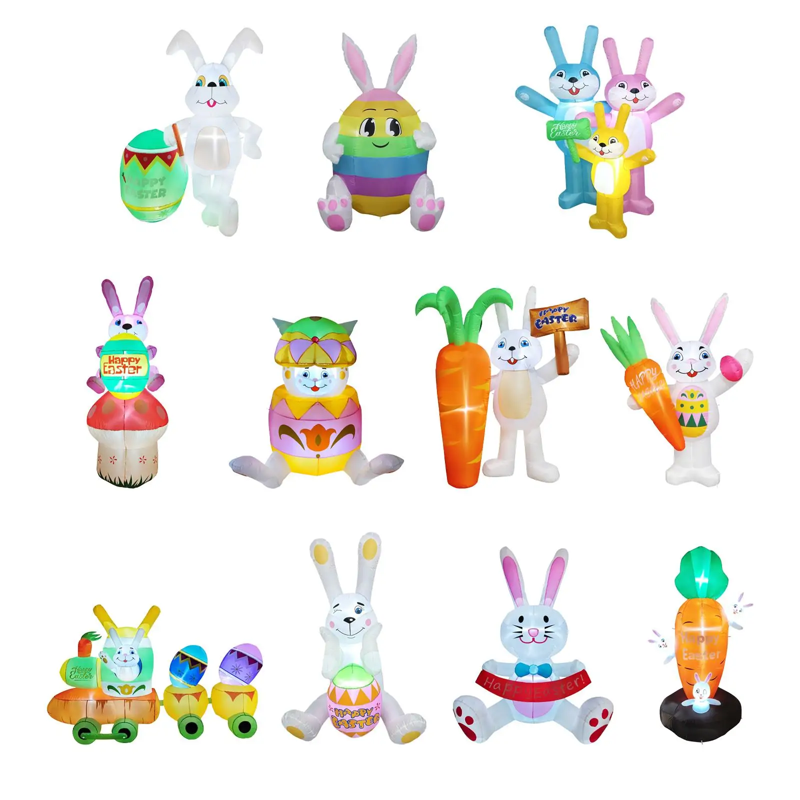 

Easter Inflatable Outdoor Decoration Funny Props Light up Easter Inflatable Bunny for Party Indoor Outdoor Holiday Lawn Garden