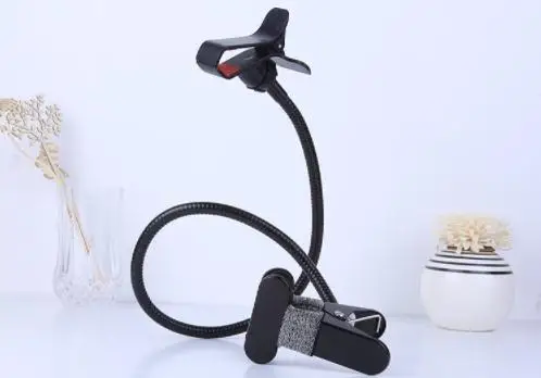 Mobile Phone Clip on Gooseneck Stand Holder Metal/ABS Black