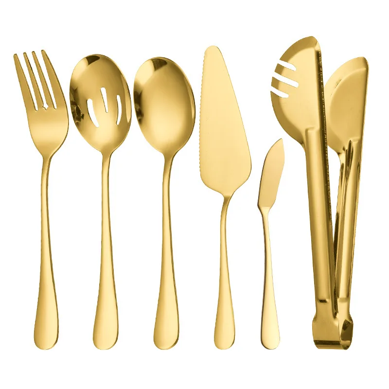 Gold Stainless Steel Food Clip Soup Spoon Colander Cooking Spoon With Storage Stand Seasoning Kitchen Utensils kitchen utensils