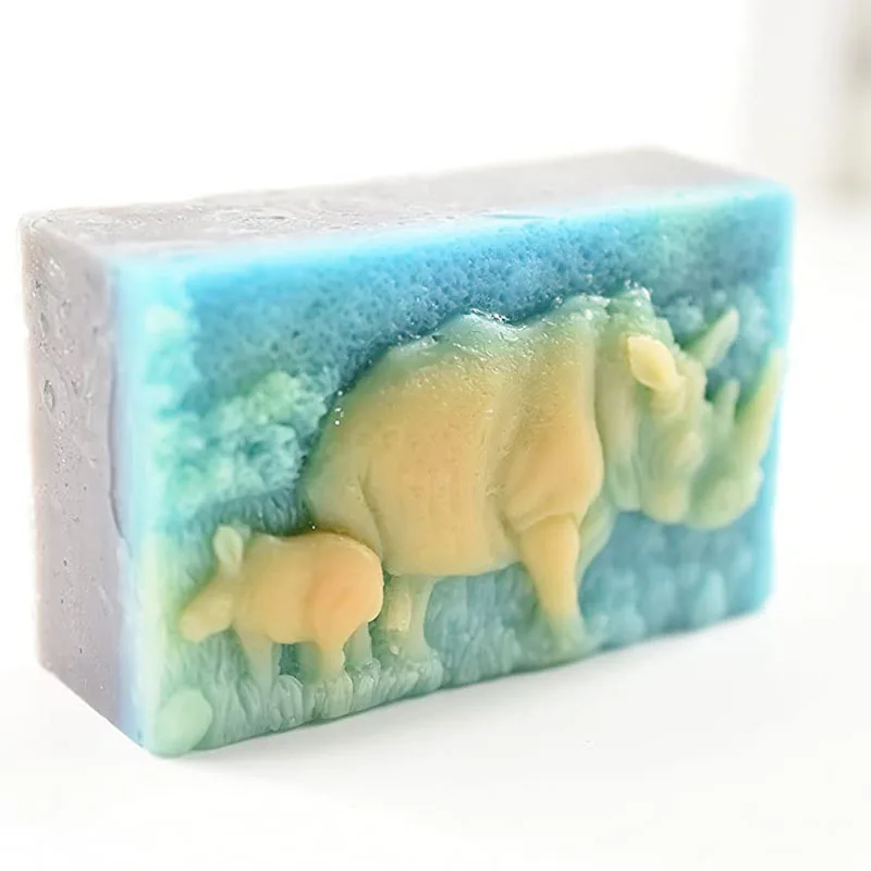 Silicone Soap Mold for Making Square Rhinoceros Soap 3d DIY Form Handmade Cake Decorating Sugarcraft Moulds Silicon Mold Tools