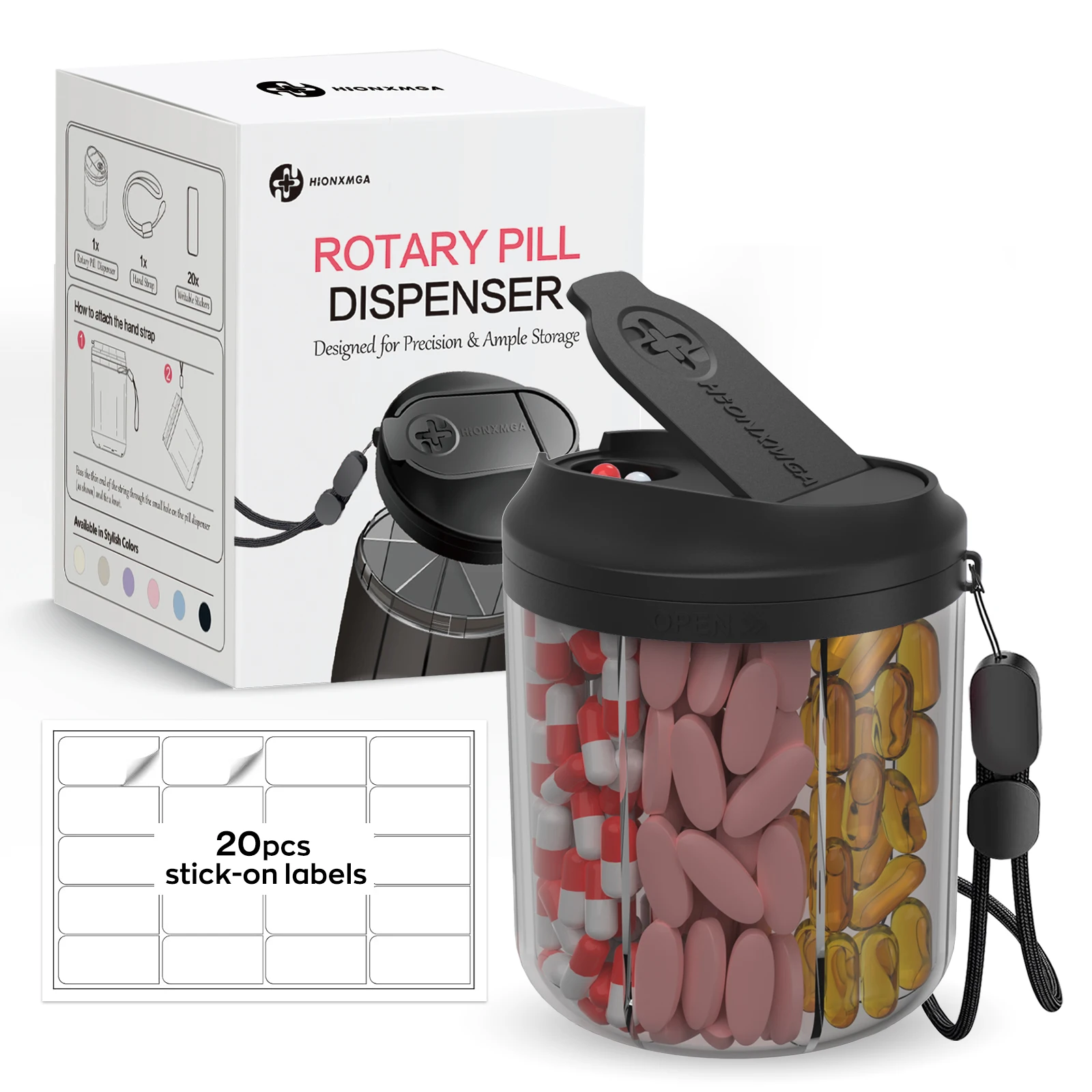 Deluxe Anti-Mix Travel Pill Organizer with Labels – Portable Weekly Supplement Case