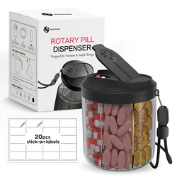 Deluxe Anti - Mix Travel Pill Organizer with Labels - Portable Weekly Supplement Case (All Black)