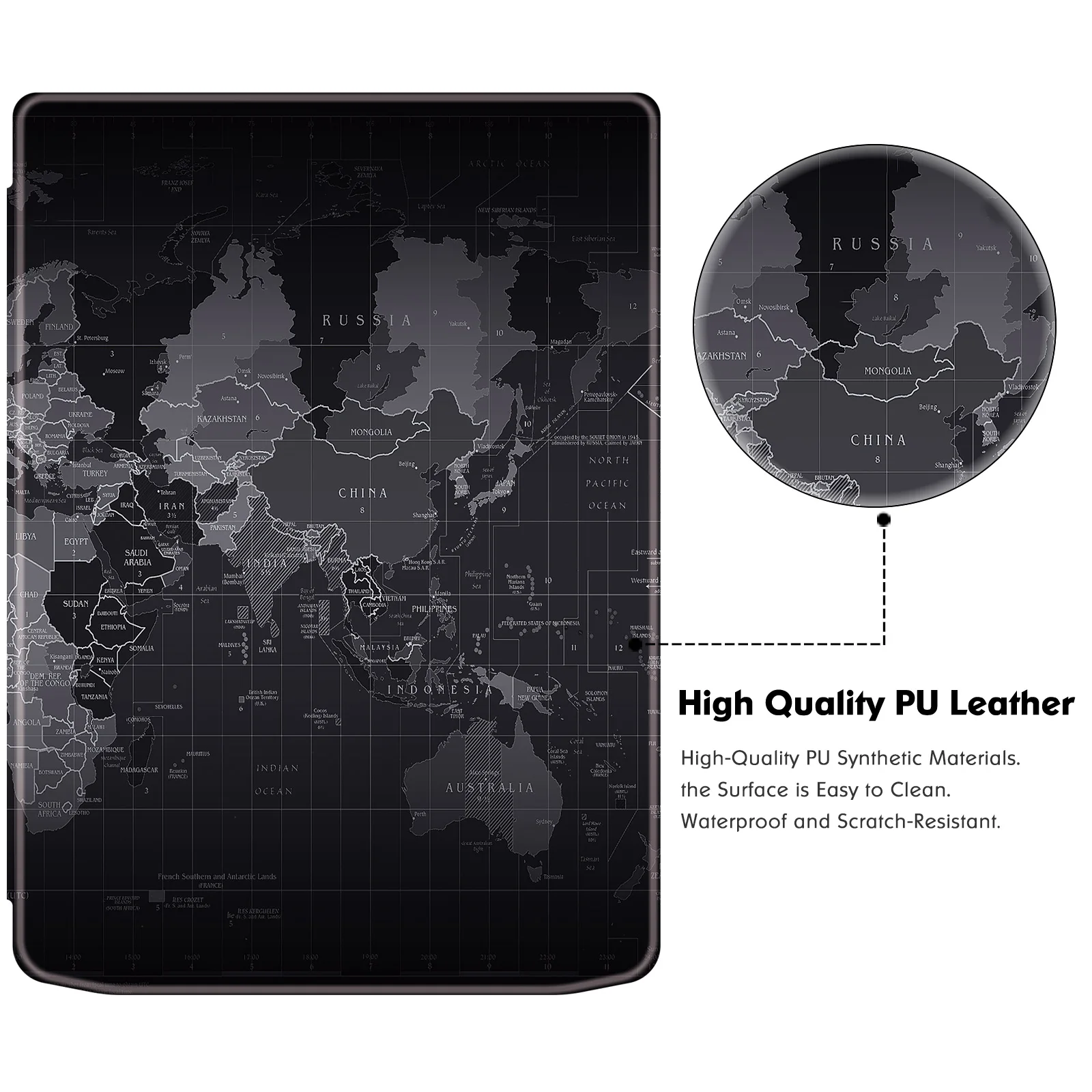 Slim Case for All-New PocketBook InkPad Color 2/Pocketbook InkPad 4 - Lightweight PU Leather Folio Cover with Auto Sleep/Wake