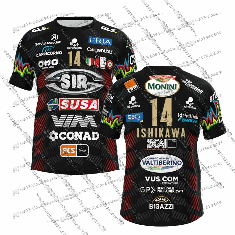 24-25 Italian Sir Safety Perugia Match Jersey T-Shirt Loose Quick