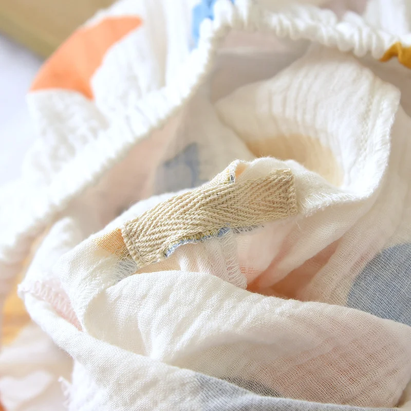 2023 Summer New Women's Home Furnishing Short Sleeve Shorts Two Piece Set 100% Cotton Crepe Ladies Cardigan Polo Nightwear Cover