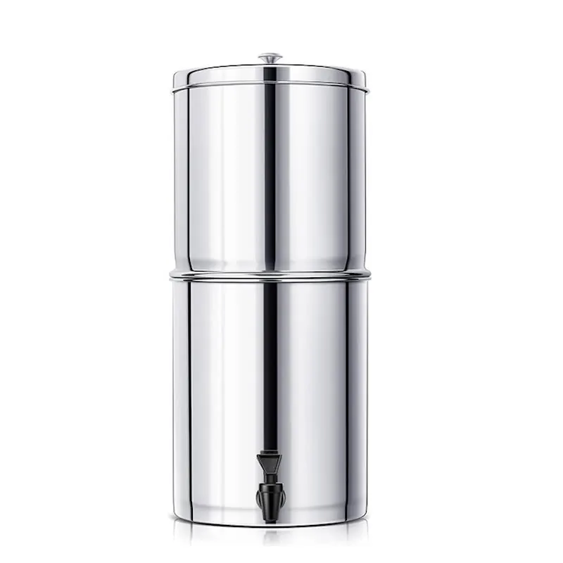 New Design 304 Stainless Steel Counter Top Water Filter With Water Level Window Remove Microplastics Gravity Filter