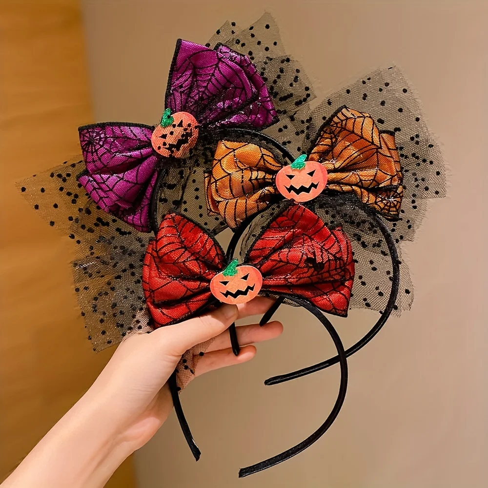 3 Pieces of Halloween Girls' Headbands Funny Pumpkin Little Girl Headbands Party Holiday Dress up