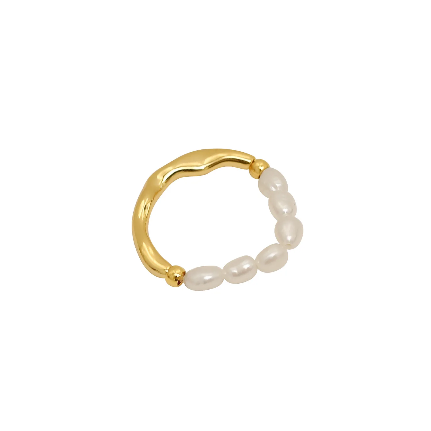 

Wave Natural Baroque Pearl Ring French Style Design Cool Wind Ring For Women Fashion Elegant Party Jewelry