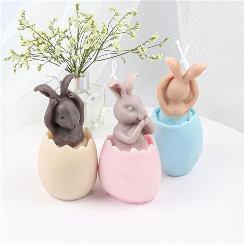 Y4QE Easter Eggshell Rabbit Art Silicone Mold Craft Molds Diy Handmade Soap
