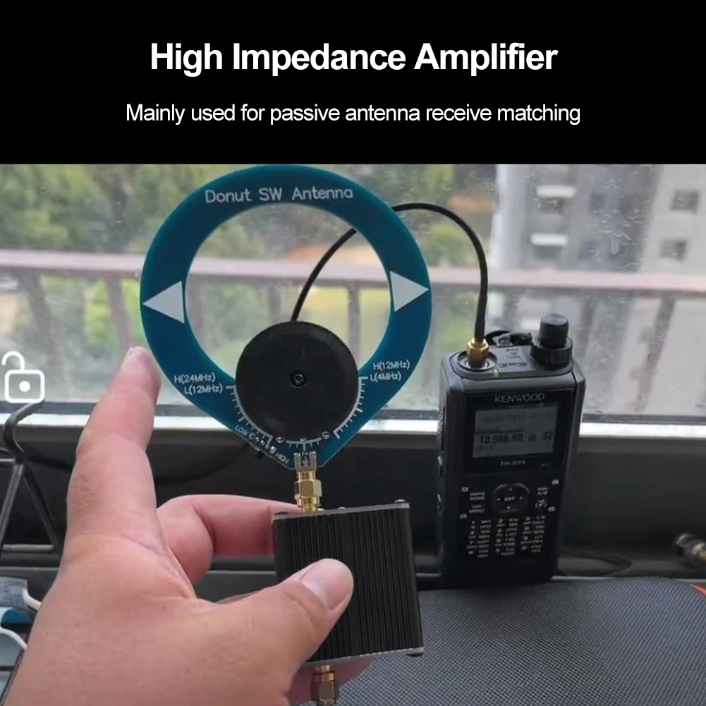 High Impedance Amplifier Donut Antenna 5V 600mA Donut SW AM Antenna for HackRF One Built-In 600mah Battery for SDR Walkie Talkie