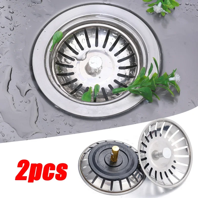 Kitchen Sink Strainer Stainless Steel Pool Bathtub Hair Catcher Stopper Bathroom Waste Sink Filter Plug Sink Accessories Tools