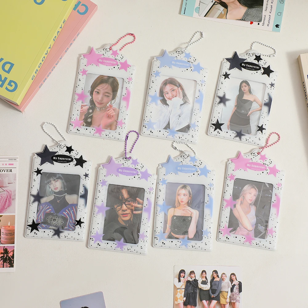 Card Holder Kawaii Star 3 Inch Postcard Holder Postcards Album Colorful Card Storage Photo Bag Kpop Idol Card Collect Organizer