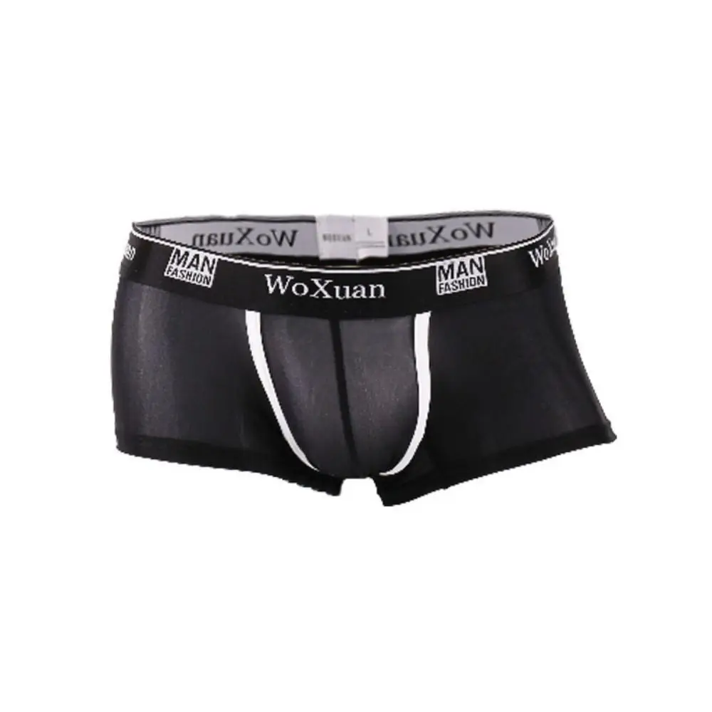 

New Men'S Underwear Boxer Shorts Full Transparent Ice Silk Ultra Thin Summer Cool Flat Corner Pants Big Pouch Trunk Panties