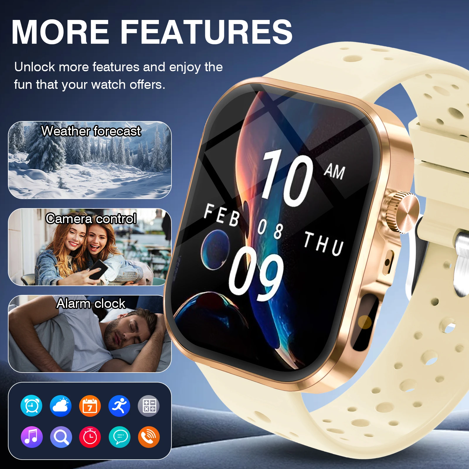 1Pc Smart Watches,HD Touch Screen, Multi-Sport Modes, Sedentary Reminder, Calculator,Christmas/New Year/Birthday Watch Gifts 4