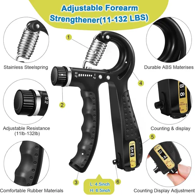 Adjustable Hand Grip Strength Strengthener Trainer Full Set With Counter Wrist Forearm And Hand Exerciser For Muscle Training 5
