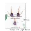 Trendy Waterdrop Earrings Necklace Set For Women Natural Amethysts Stone Dangle Eardrop Crystal Necklace Jewelry Set Female 4