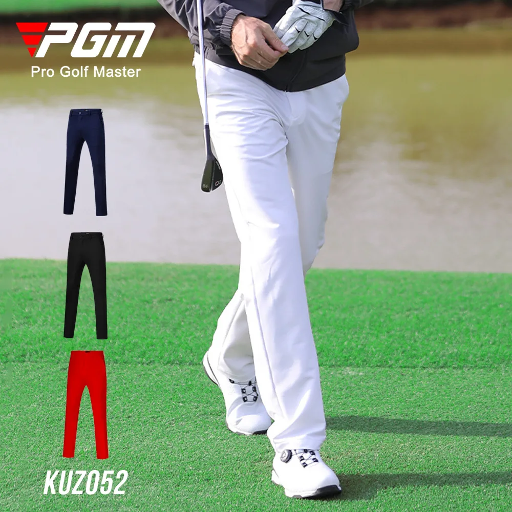 PGM Golf Men's Long Slim Pants Spring Summer High Elastic Sports Wear-resistant Waterproof Trousers Comfortable Soft KUZ052