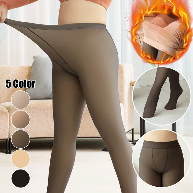 Plus Size Fleece Lined Tights for Women Winter Fake Translucent Warm  Pantyhose High Waisted Leggings - AliExpress