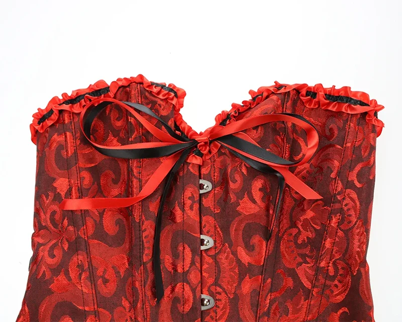 YBFDO Frauen Sexy Korsetts Bustiers Floral Spitze Tops Shapewear Burlesque Vintage Korsett Gothic Satin Dessous Mieder Overbust – Detail 9