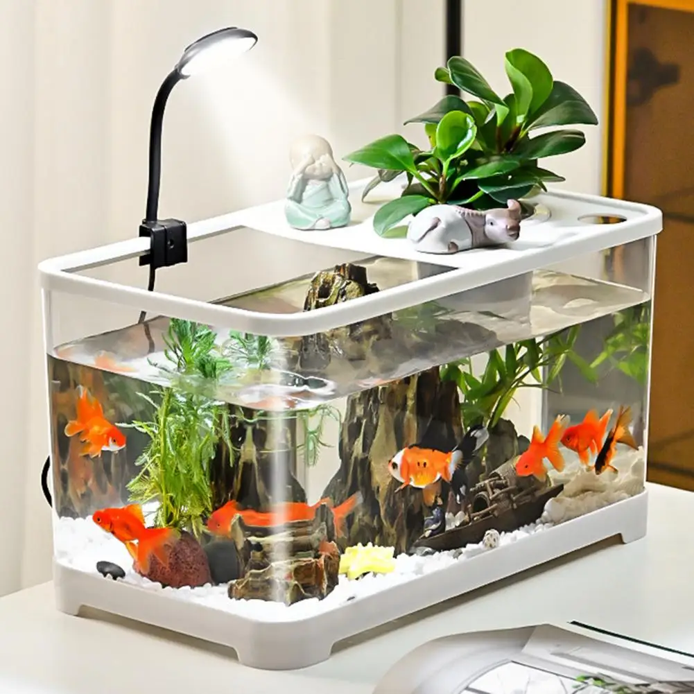 Plastic Fish Tank Household Aquarium Turtle Tank Kit For Crabs Fishes Amphibians Reptiles Small Fish With Hanging Basket