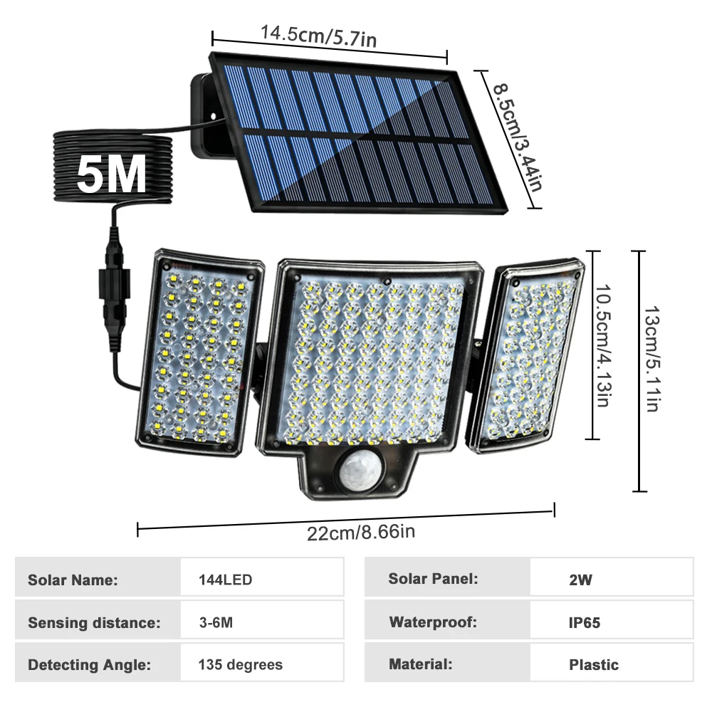 280 LED lampada solare sensore di movimento esterno luci di inondazione solari con telecomando IP65 luci di sicurezza impermeabili per l'esterno