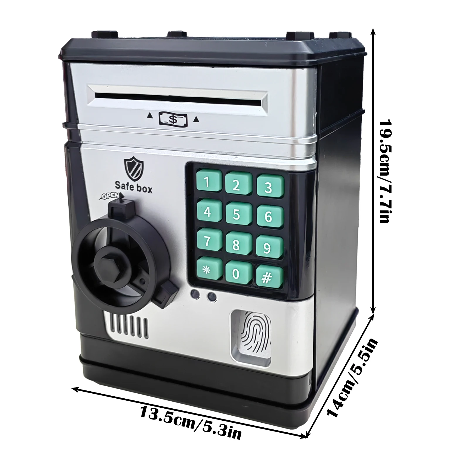 Cash Coins Bills Saving Piggy Bank Box Safe Number Fingerprint Smart Password Box Automatic ATM Machine Bank Toy for Children