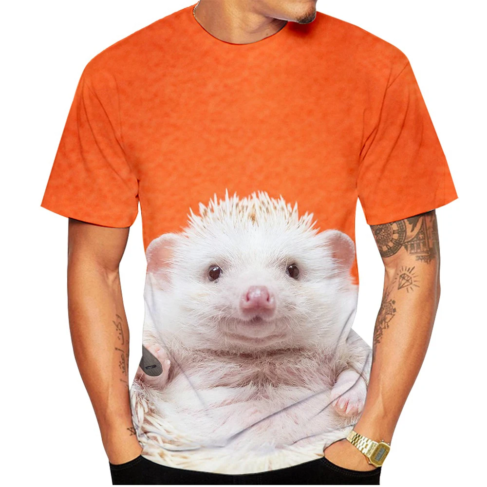 

2023 New Men and Woman Summer Fashion Animal Hedgehog 3D Printed T-shirt Cute Short Sleeved Men's Shirt Top Plus Size XXS-6XL