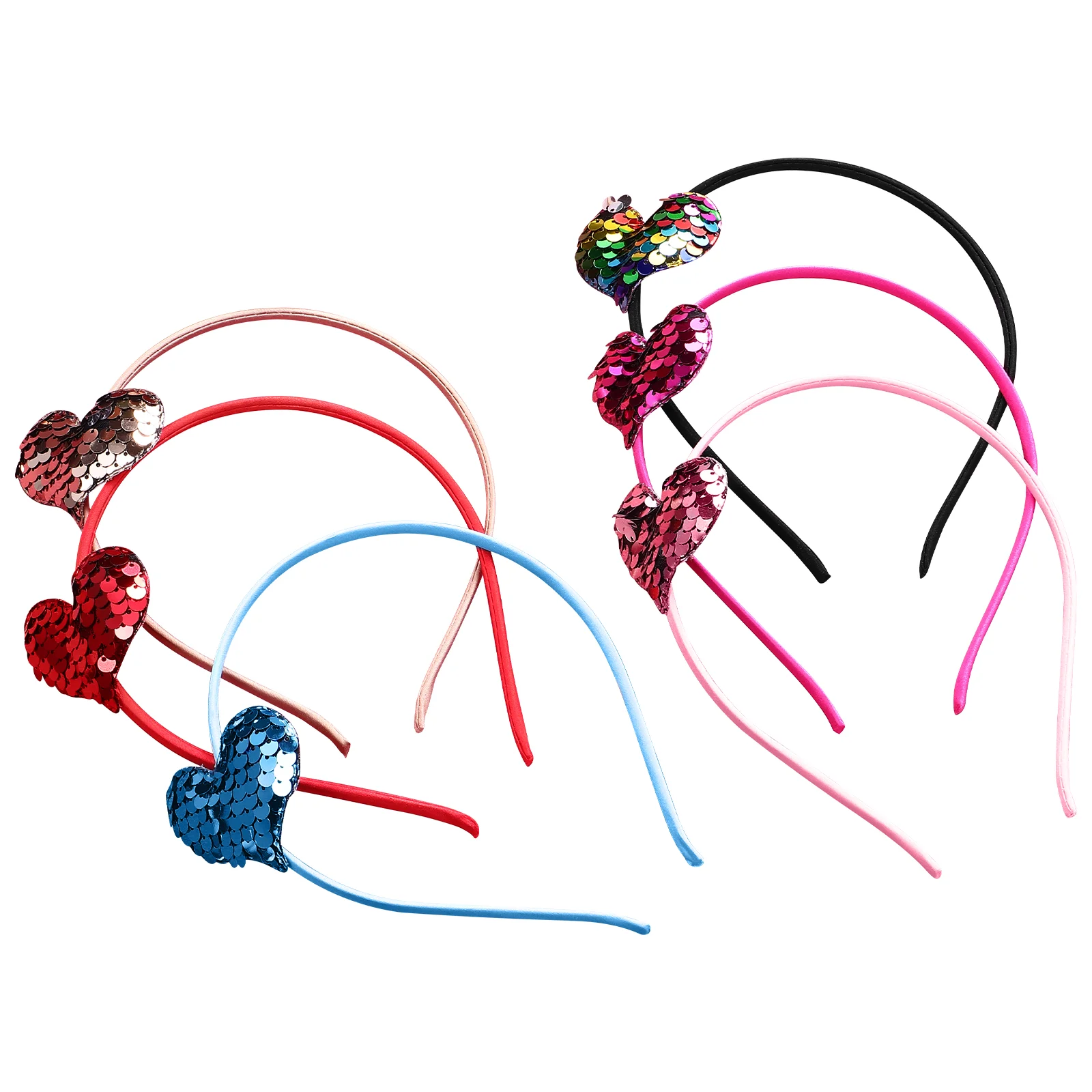 

6pcs Sequins Headband Girls Headdress Christmas Headbands Heart Shaped Decor Headband for Kids